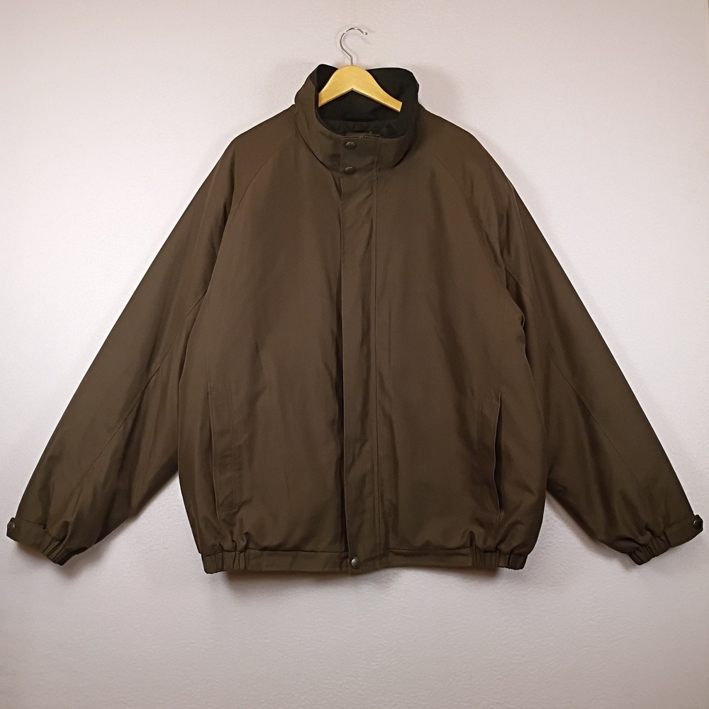 Classic Gorpcore Perry Ellis Portfolio Mens XL Brown Microfiber Quilted Jacket